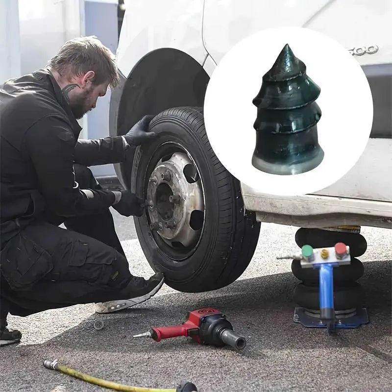Tire Repair Rubber Nails Kit with 2 Sizes + Free Screwdriver Included
